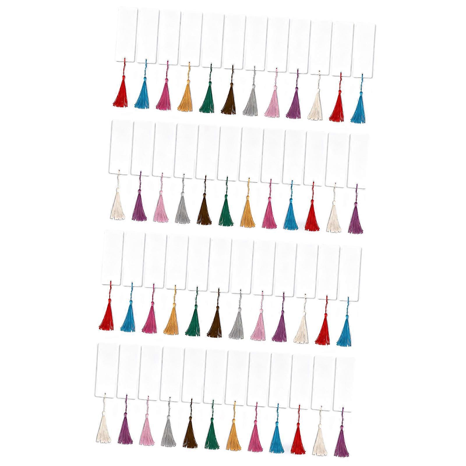 Thick Paper Blank Cardstock Bookmarks, Paper Bookmarks with Colorful Tassels for DIY Classroom Project and Gifts Label Multicolor