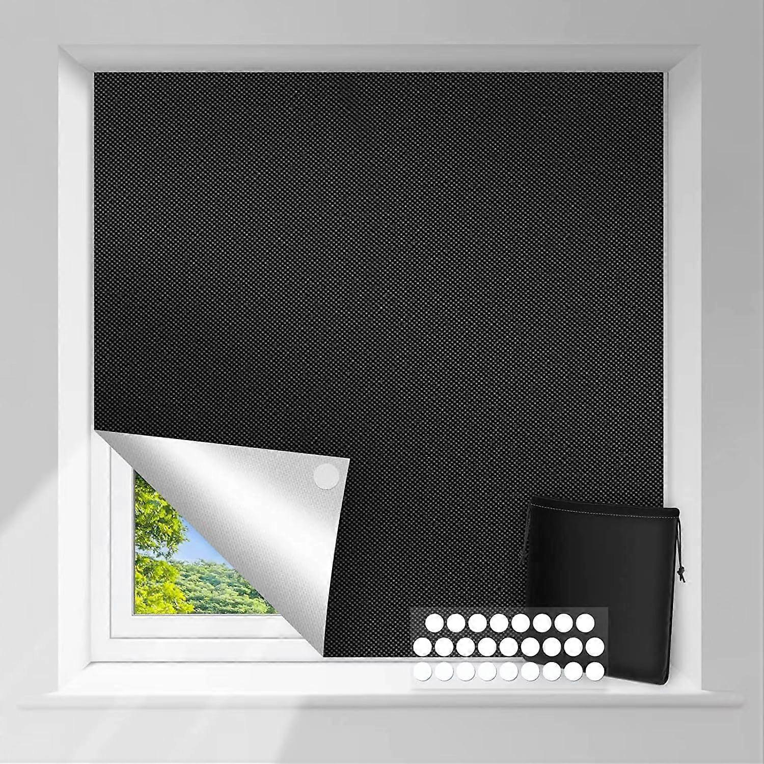 Portable Blackout Curtains with Adhesive Dots for Bedroom Windows, Total Light Blocking Shade 150x100cm
