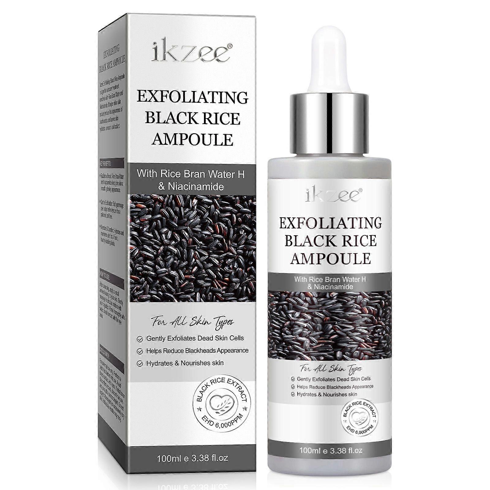 Sérum exfoliant au riz noir et aux protéines de riz - Exfoliant doux pour le visage, adapté aux peaux sensibles, élimine les cellules mortes, désobstrue les pores, hydrate et nourrit la peau.