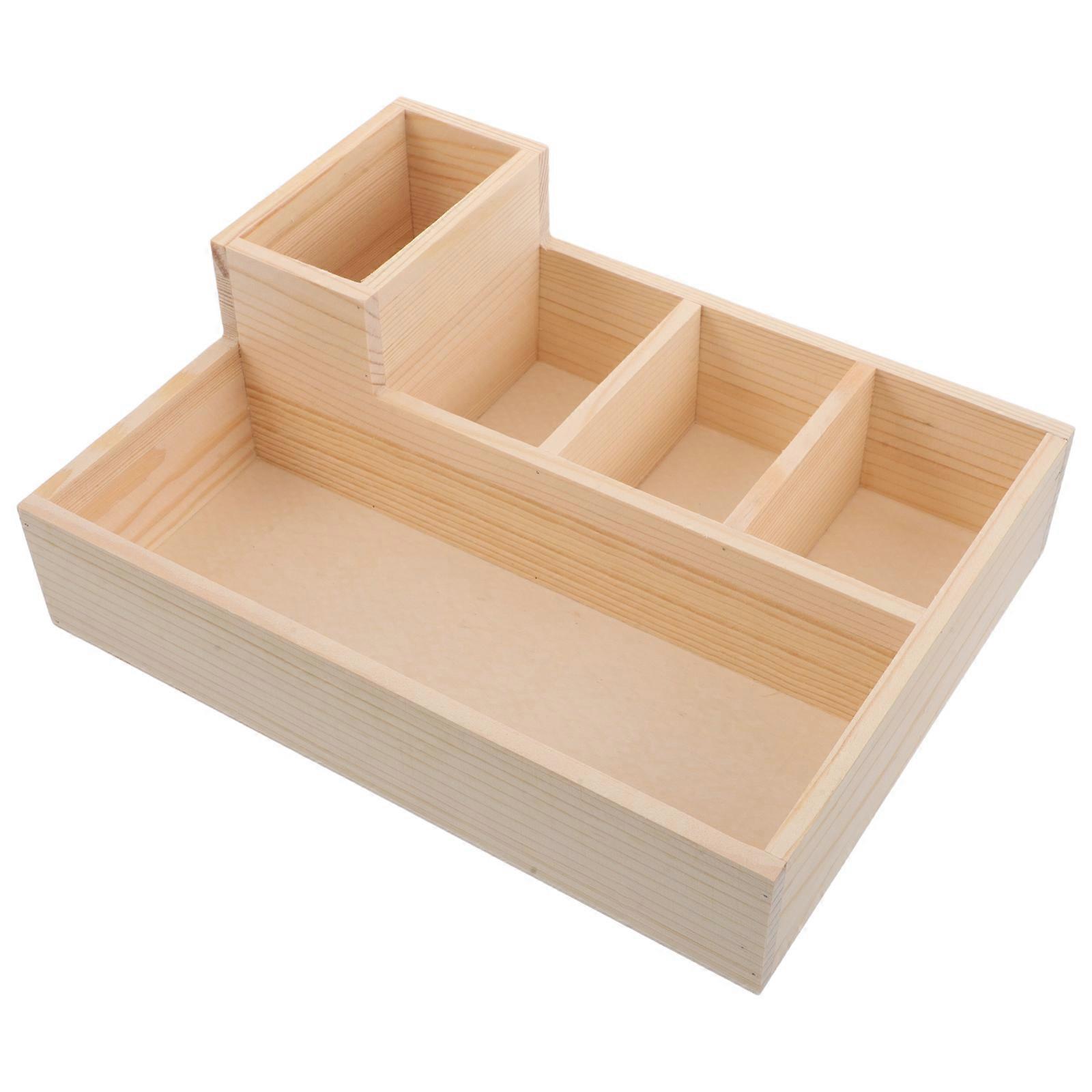 Wooden Storage Divider Box for Organizing Socks Ties and Underwear with Multiple Compartments