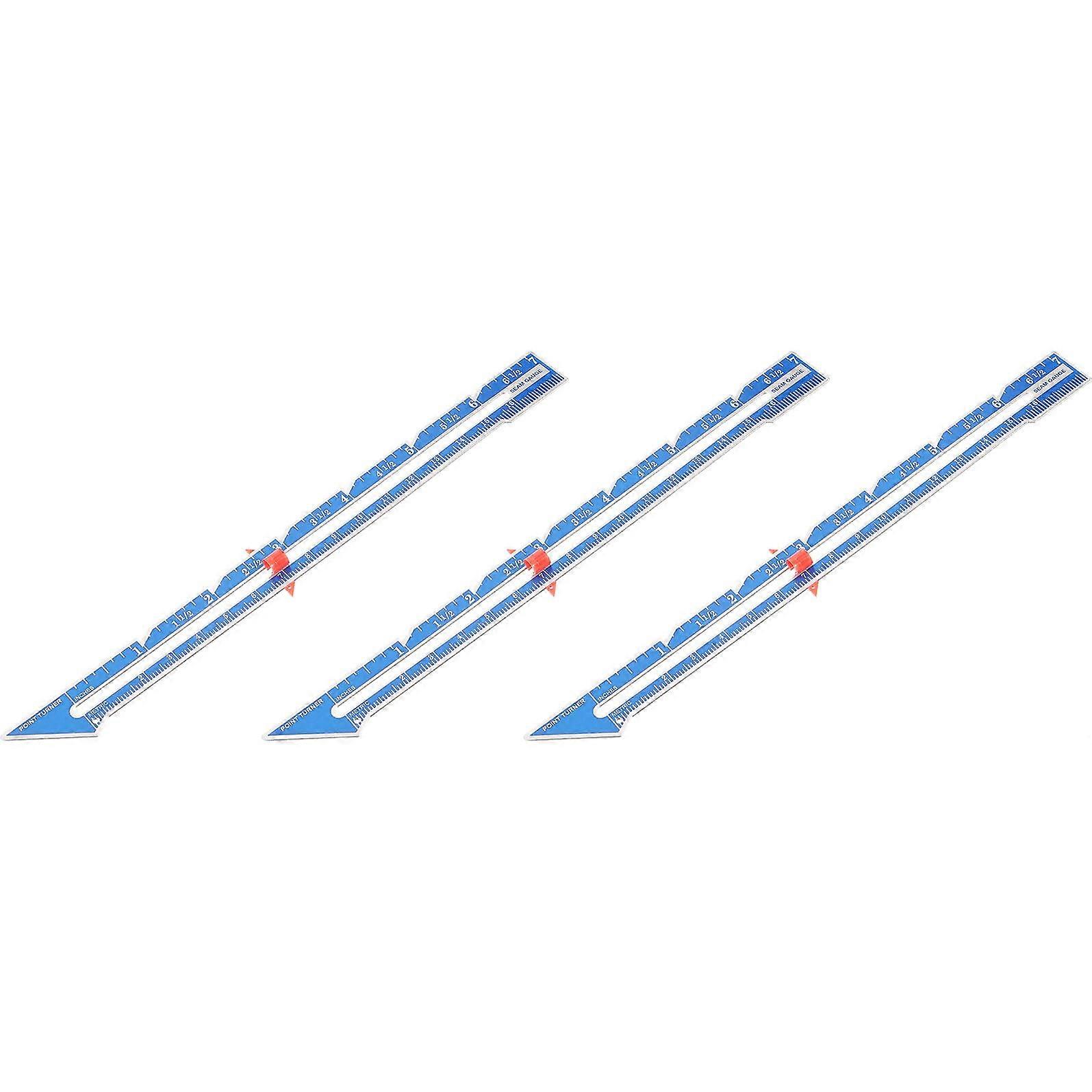 3pcs Aluminum Sewing Gauge Quilting Ruler with Sliding Marker for DIY Patchwork Hemming and Button Placement