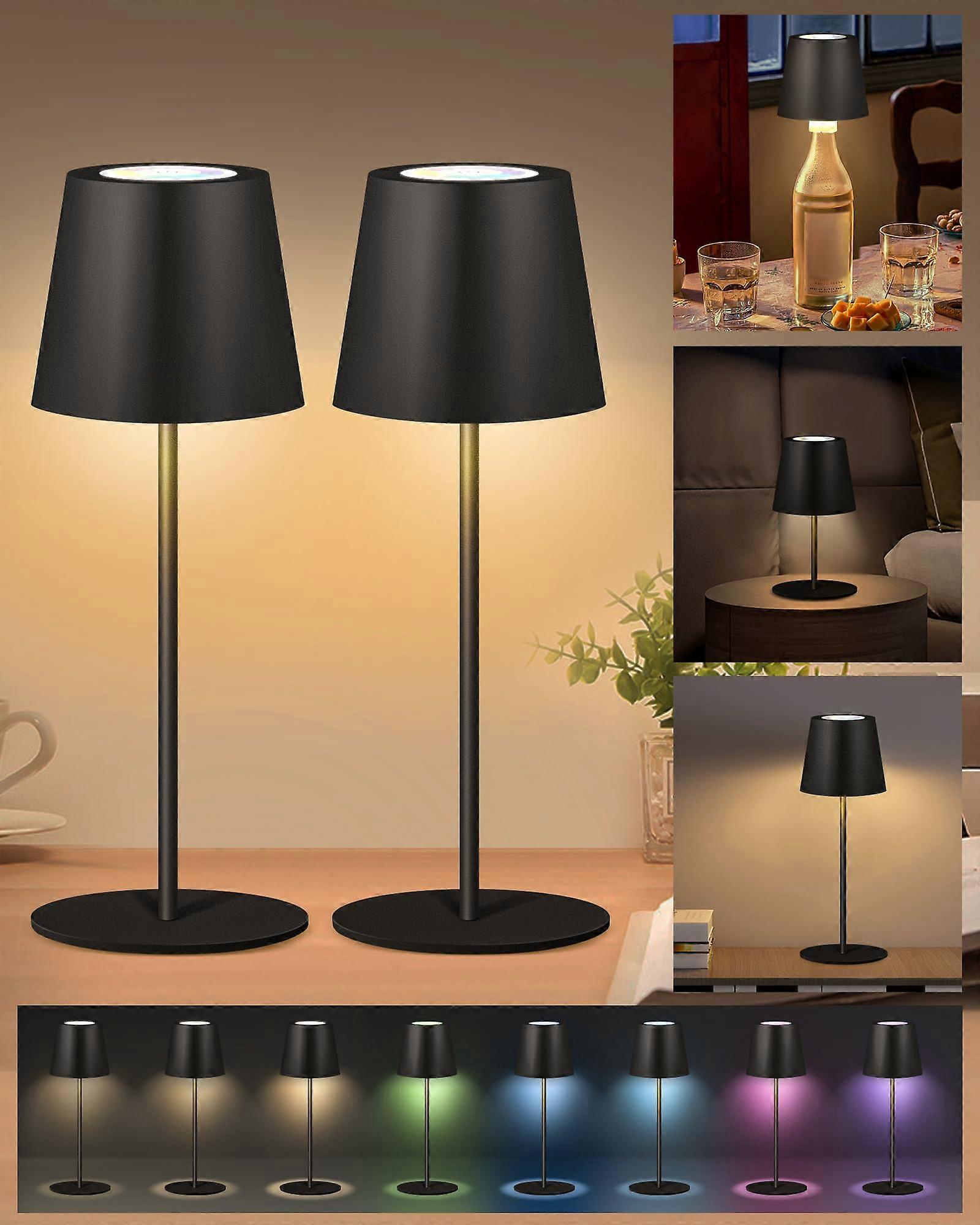2 Pack Cordless Table Lamp with RGB Lighting, Touch Control, Waterproof 5000mAh Battery for Indoor Outdoor