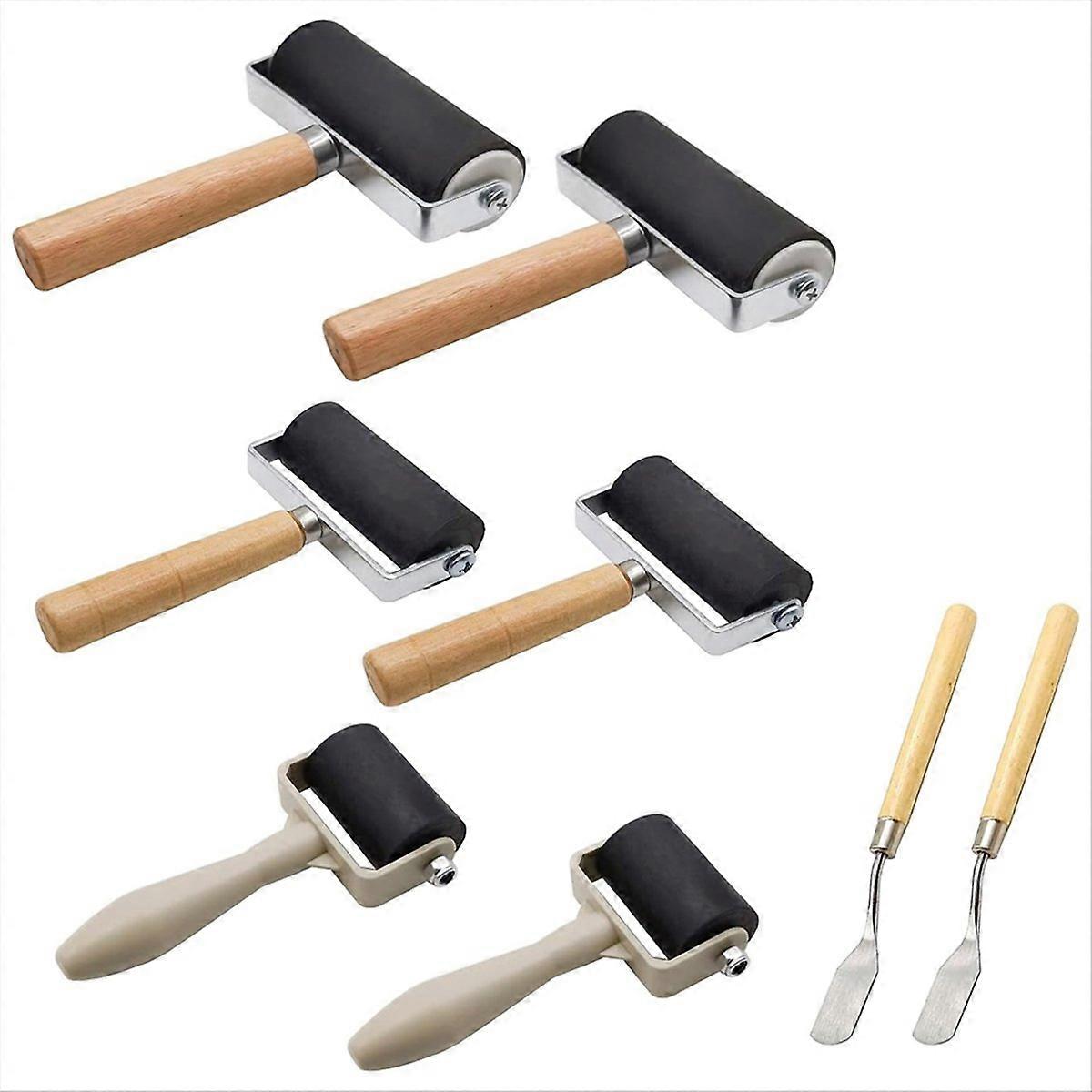 8 Pack Rubber Roller - with 3 Size for Printmaking Brayer Tool