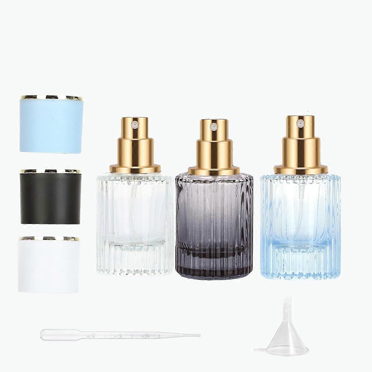 3 Pcs 30ml Refillable Perfume Bottles Glass Fine Mist Spray Leakproof Gradient Travel Atomizer Set