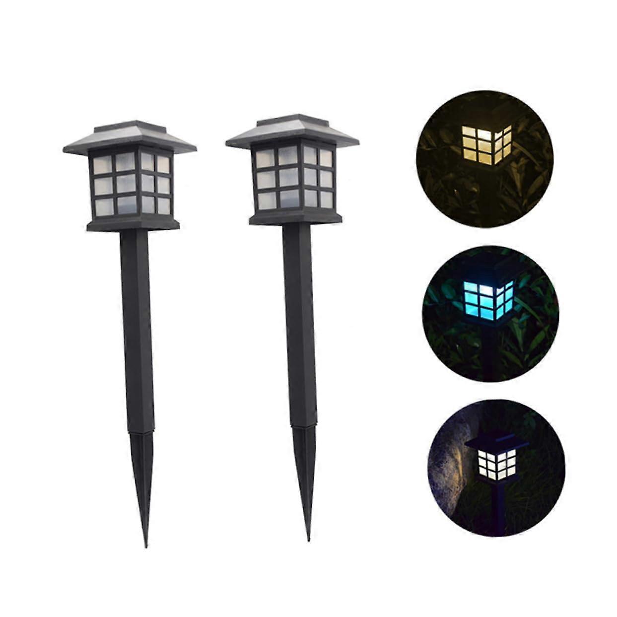 2pcs Solar Garden Lights Outdoor Waterproof LED Pathway Yard Decor Energy Saving