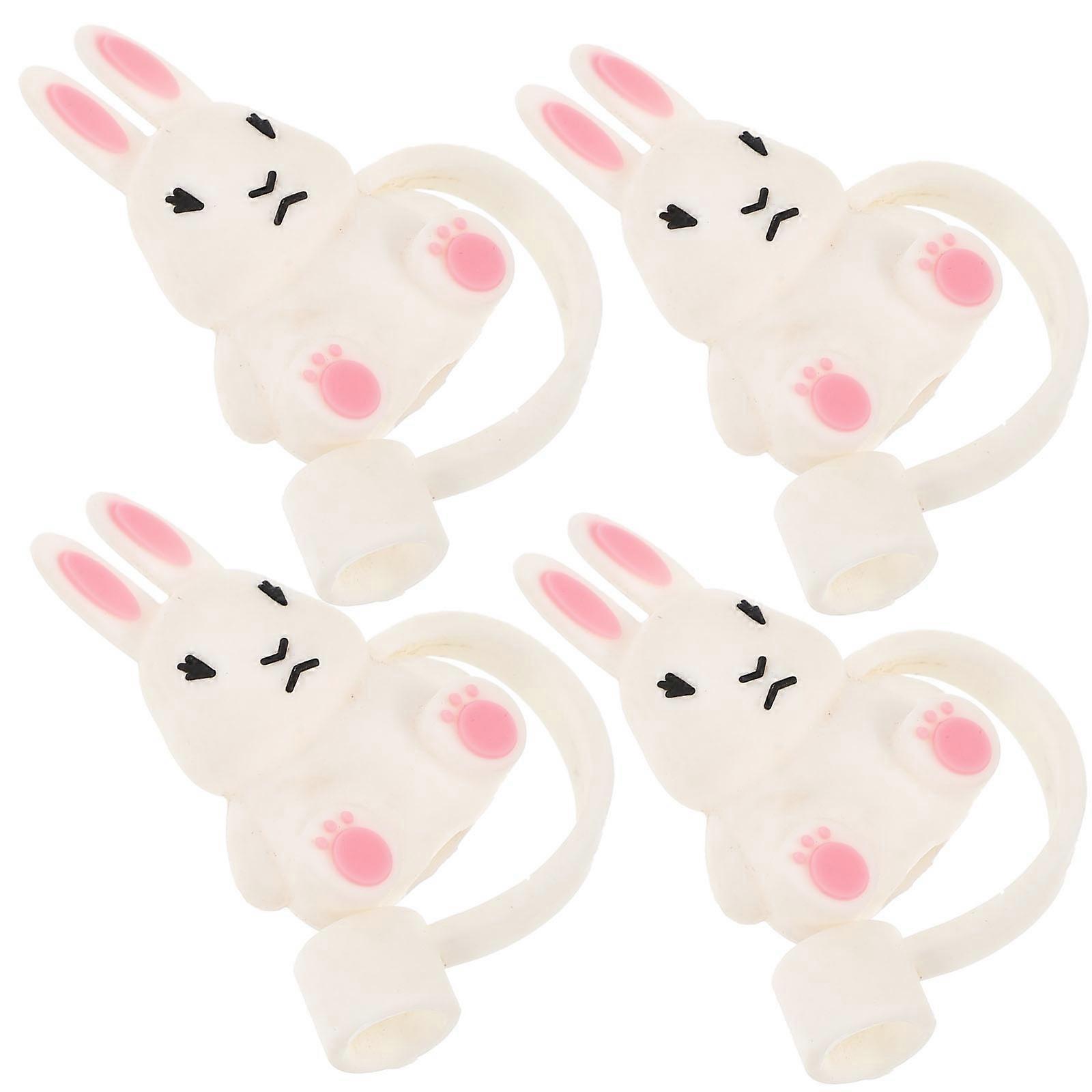Straw Caps Rabbit Shape for 8Pcs Reusable Drinking Straw Covers