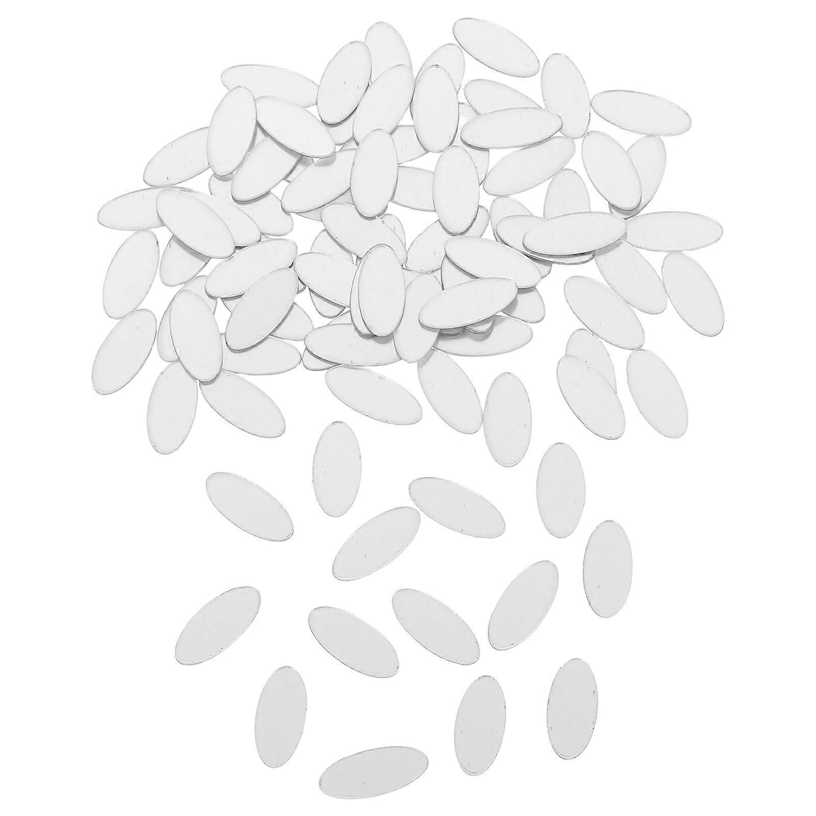 Mini Oval Mirror Wall Stickers for DIY Projects 100Pcs Silver Acrylic Sheets