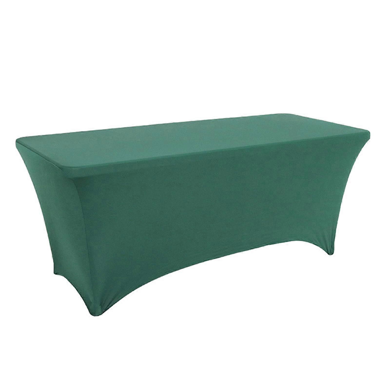 6 Ft Green Rectangular Stretch Polyester Tablecloth, compatible with 6 ft tables, for Wedding Party Tradeshow Decor