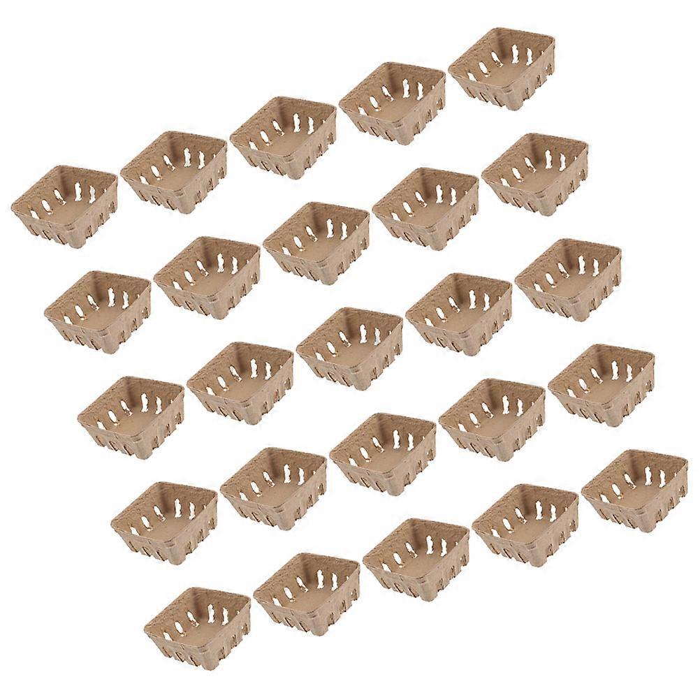 25pcs Fruit Packaging Box Corrugated Paper Berry Basket Vegetable Tray Container