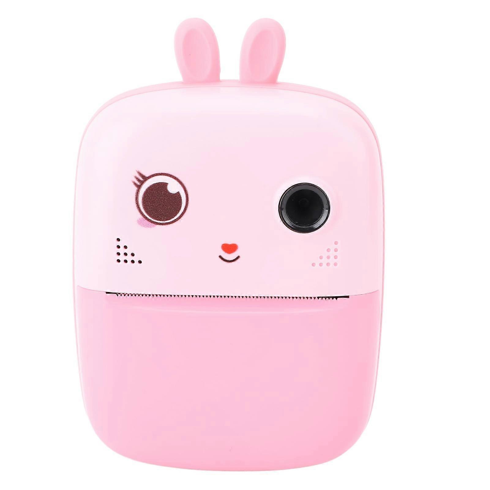 Instant Print Camera with 80MP Dual Lens 1080P BlackWhite Printing Long Battery Life Pink