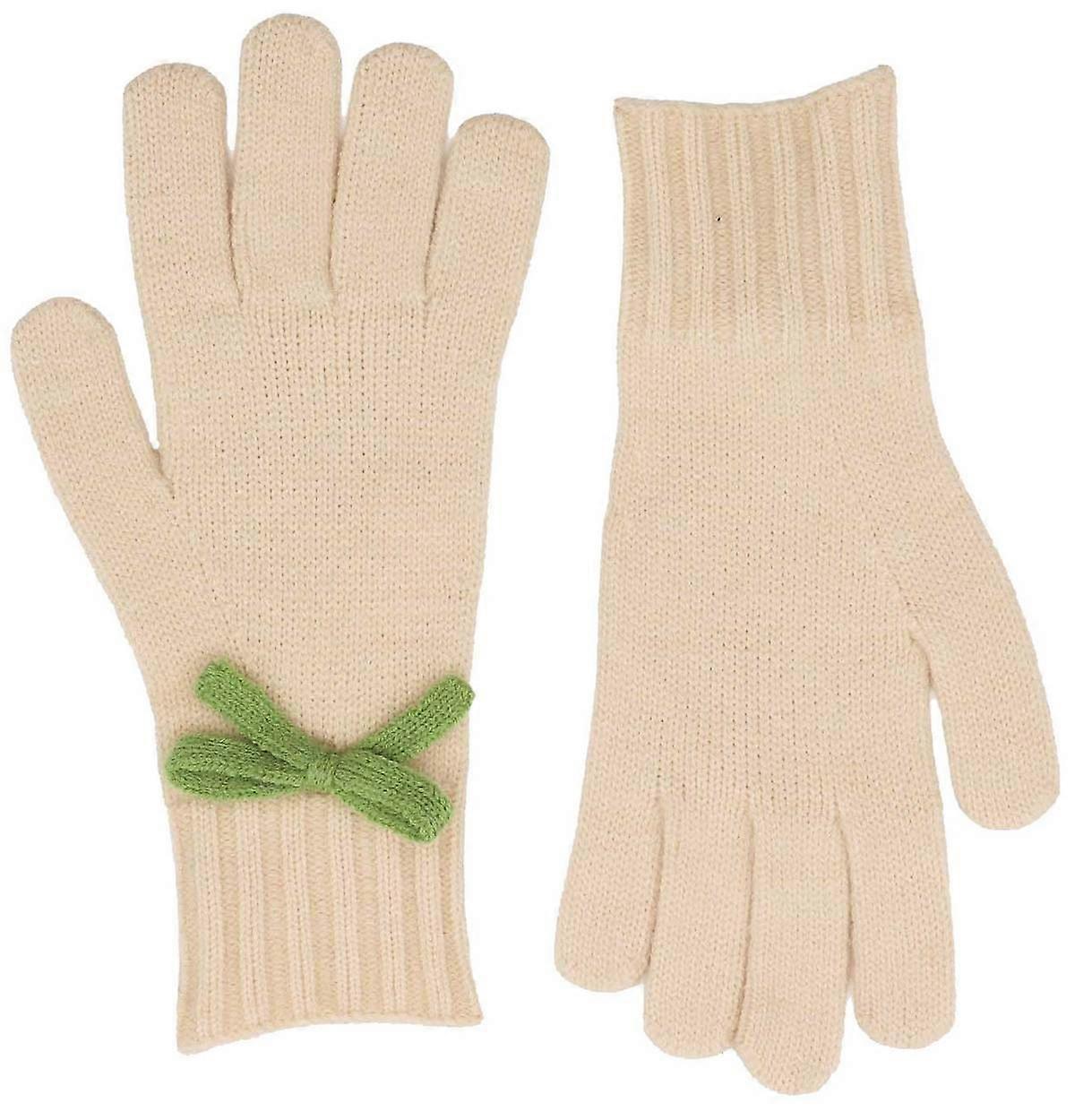 Zelly Bow Detail Gloves - Cream/Green