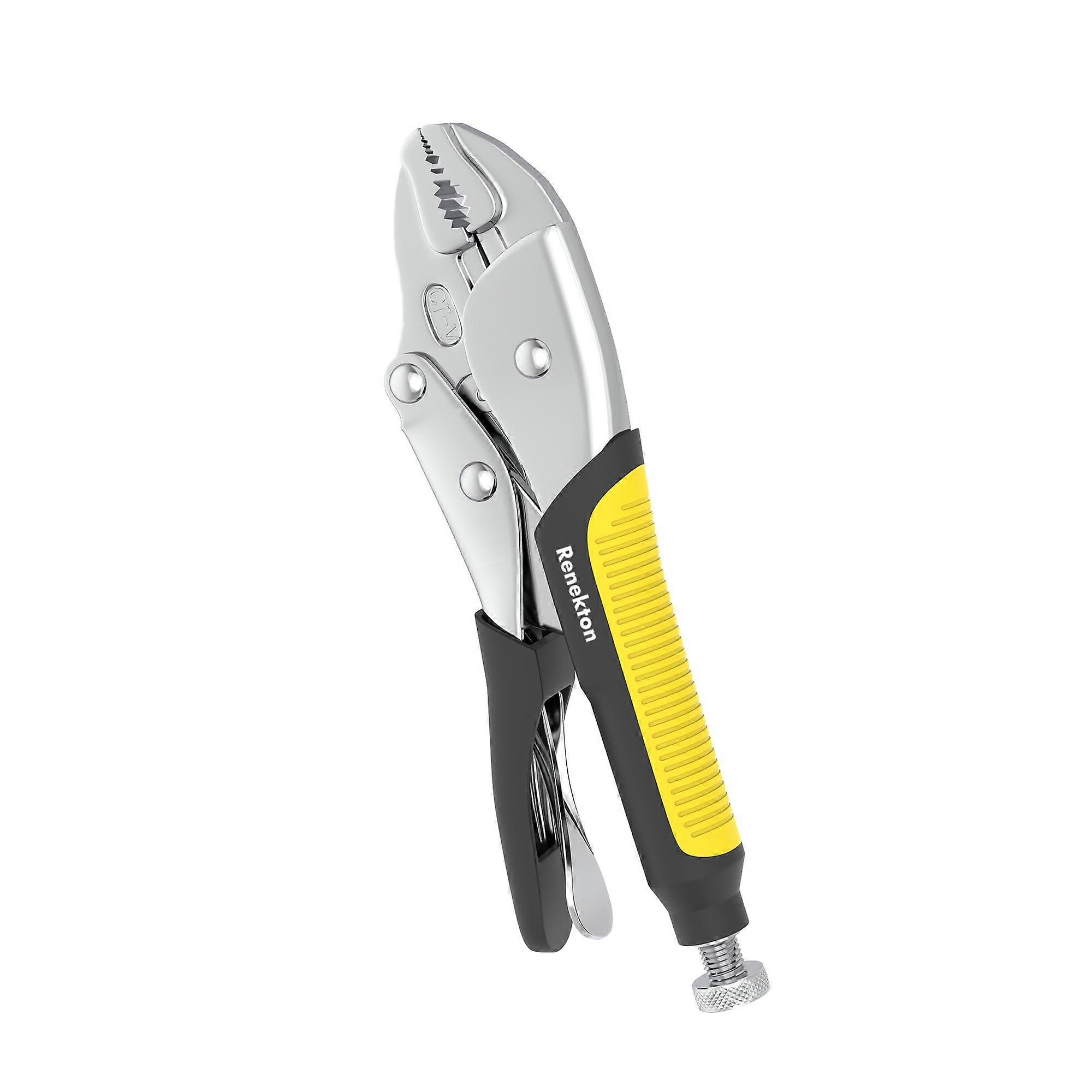 7 Inch Locking Pliers with Wire Cutter, Curved Jaw CrV for Welding and Clamping