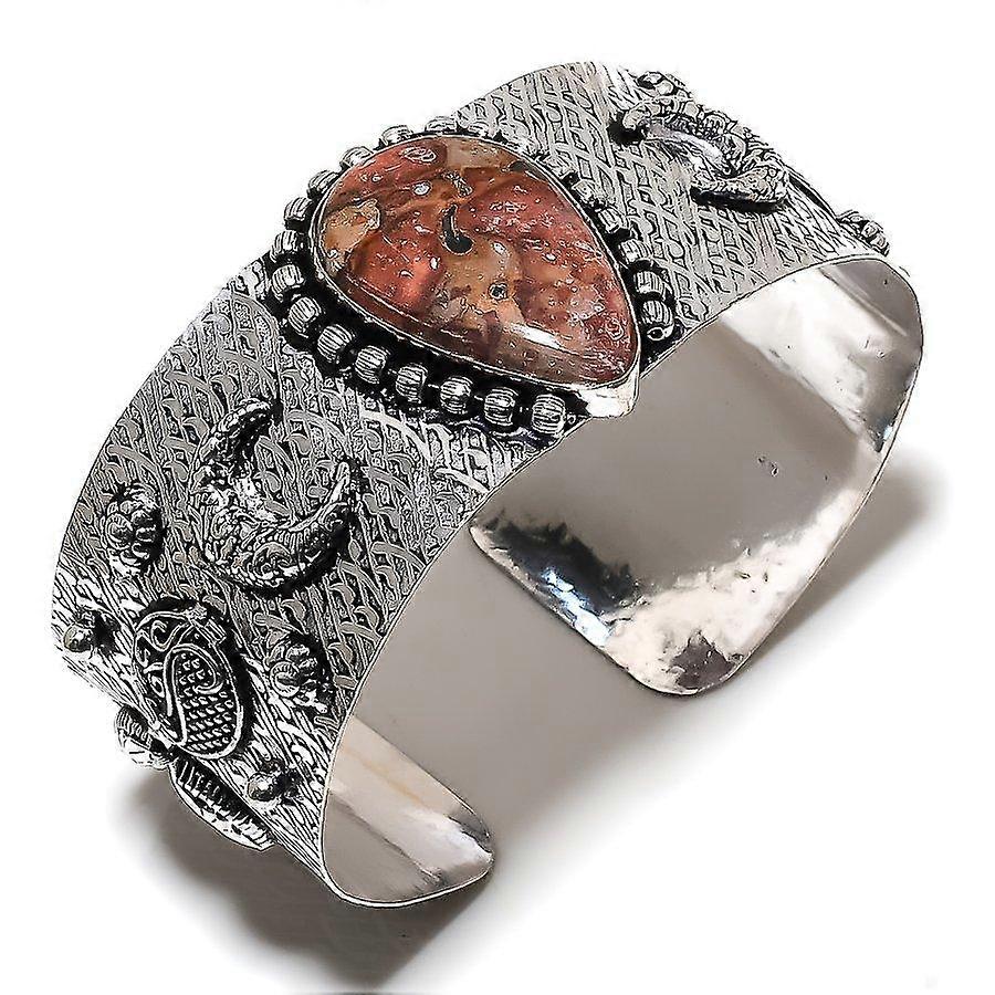 Natural Asteroid Jasper Gemstone 925 Sterling Silver Cuff Bangle Adjustable m4a73