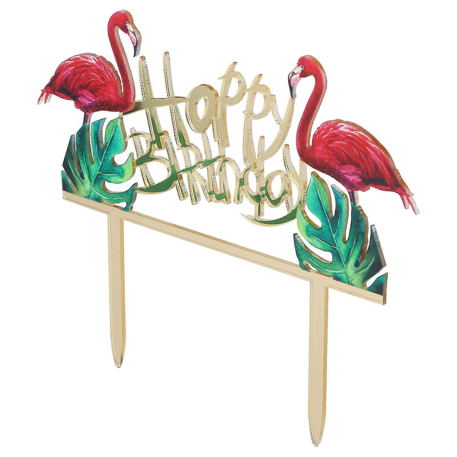 Flamingo Cake Toppers Decorations Birthday Party Celebration Insert 1Pack