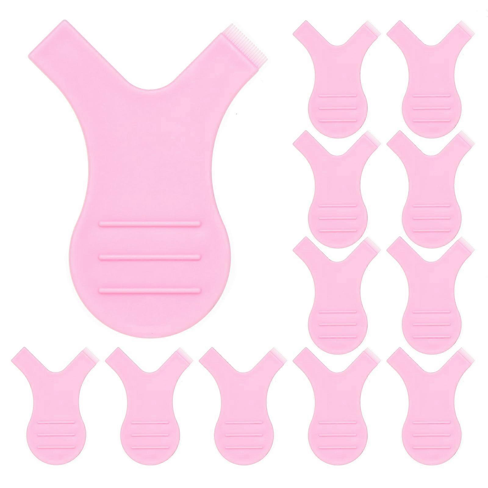 100 Pack Pink Y Shape Lash Lift Brush with Soft Silicone Comb for Precise Lash Separation