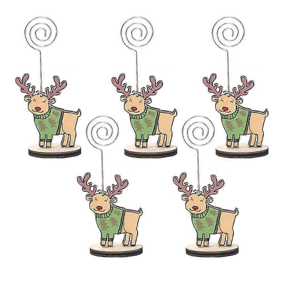 Christmas Elk Patterned Holder for Desktop Message Clip 15Pcs