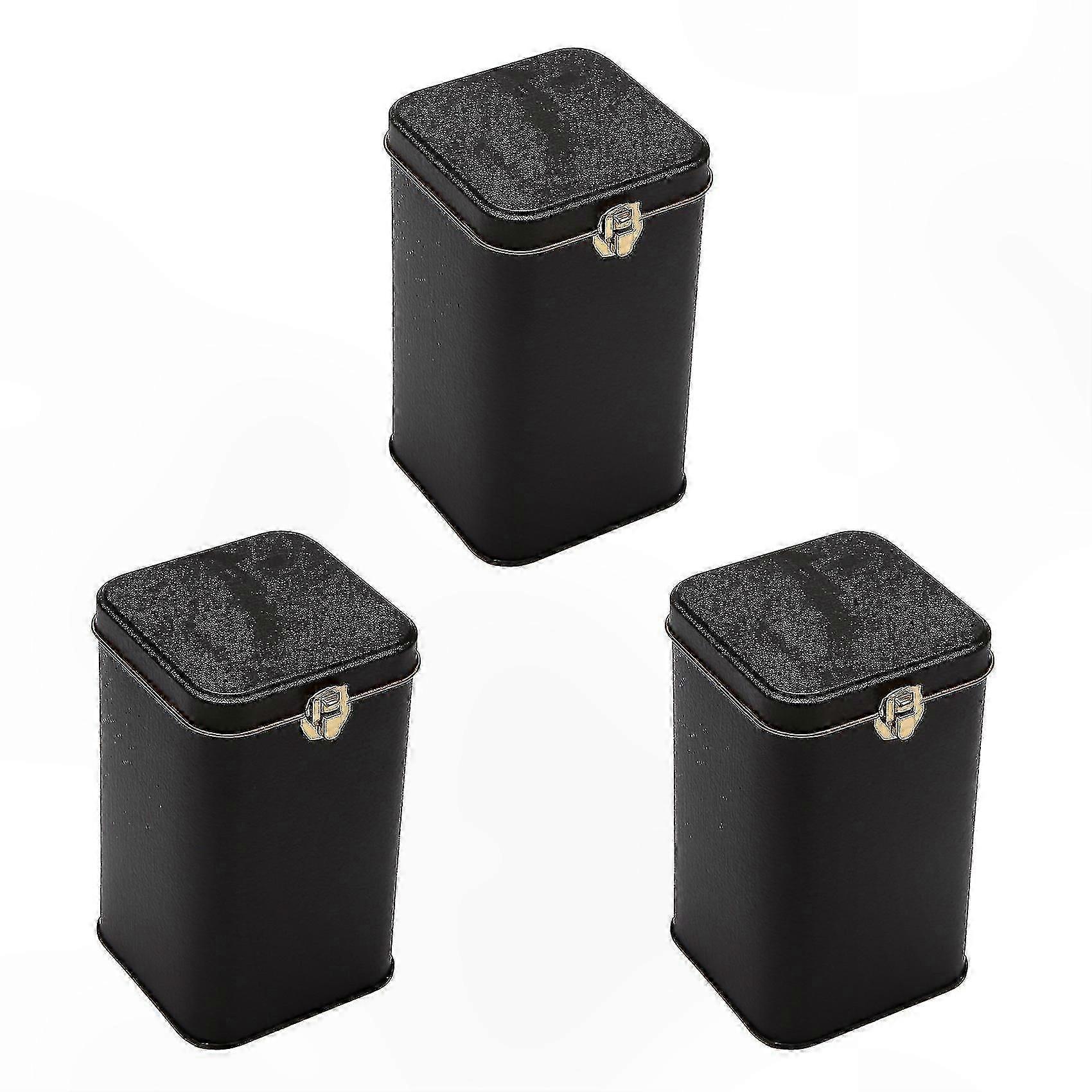 3-Pack Premium Locking Tin Tea Cans for Coffee, Candy & Storage