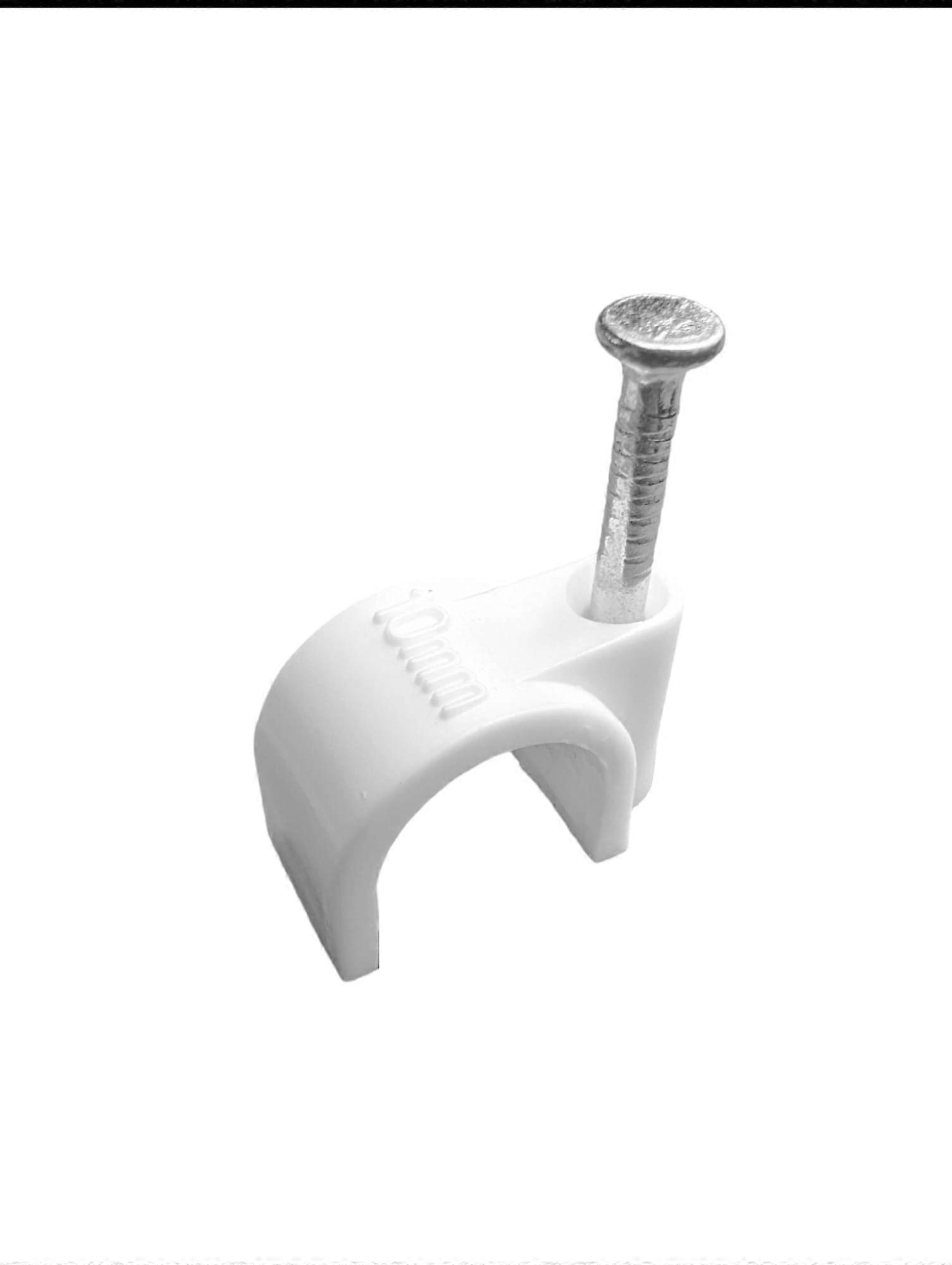 Cable Clips for Wall Mounting 3/8 Inch White with Steel Nails, Secure Cable Management, 100 Pack