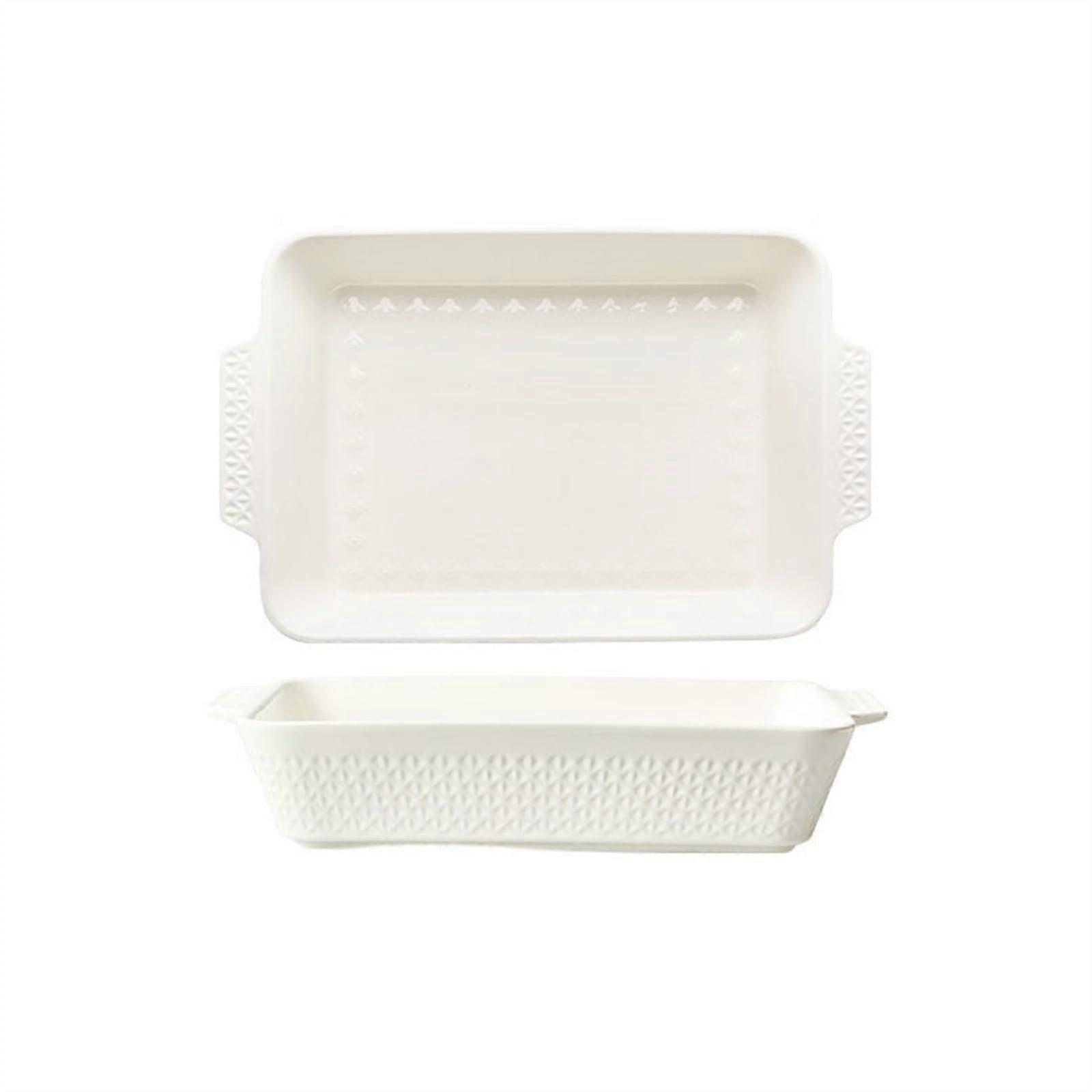 Ceramic Baking Dish Large 3800ml White Rectangular Roasting Pan with Handles Oven Microwave Safe