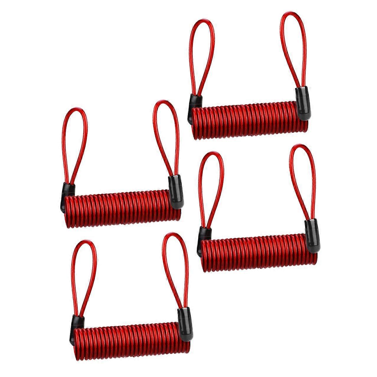Motorcycle Disc Lock Reminder Cable Retractable Steel Wire AntiTheft Bike Security Lock 4Pcs Red