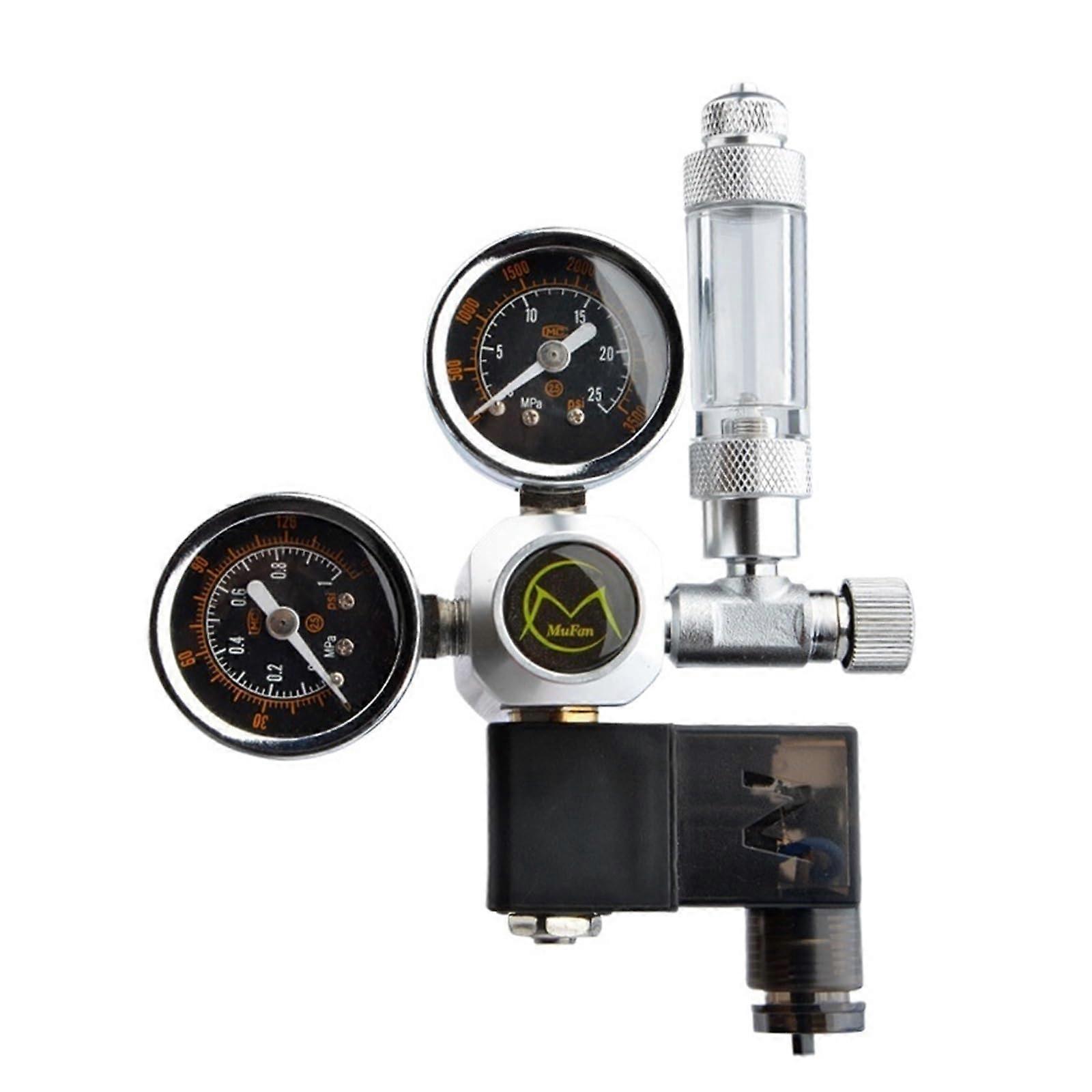 CO2 Regulator for Aquarium with Dual Gauge Solenoid Kit,  Precision Control, W21.8 Thread