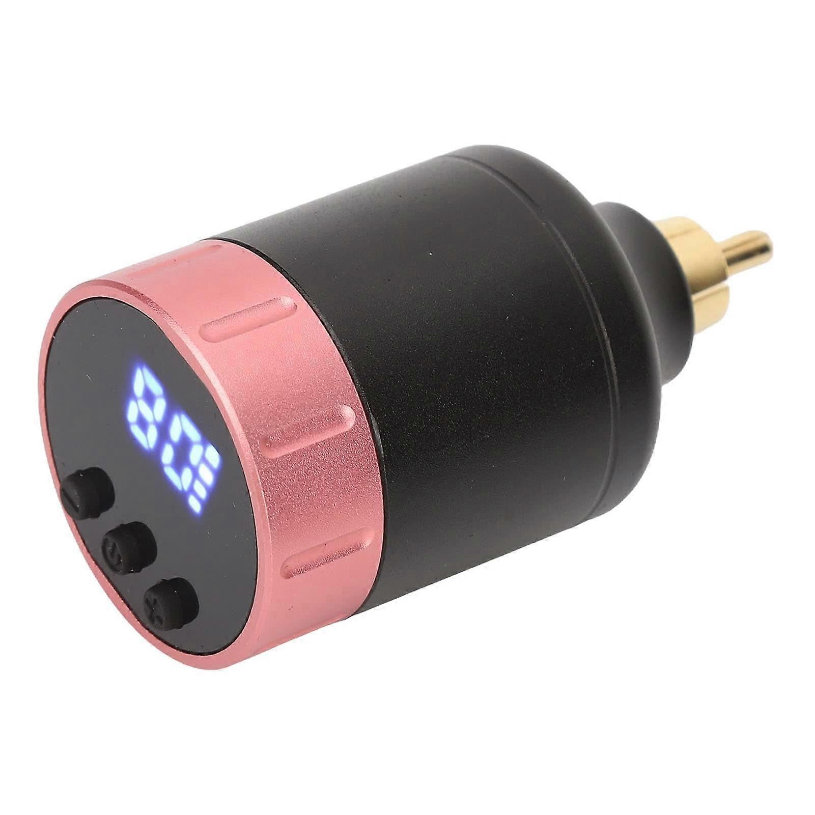 Pink Digital Tattoo Power Supply with RCA Interface, Builtin Battery, Precise Voltage Control