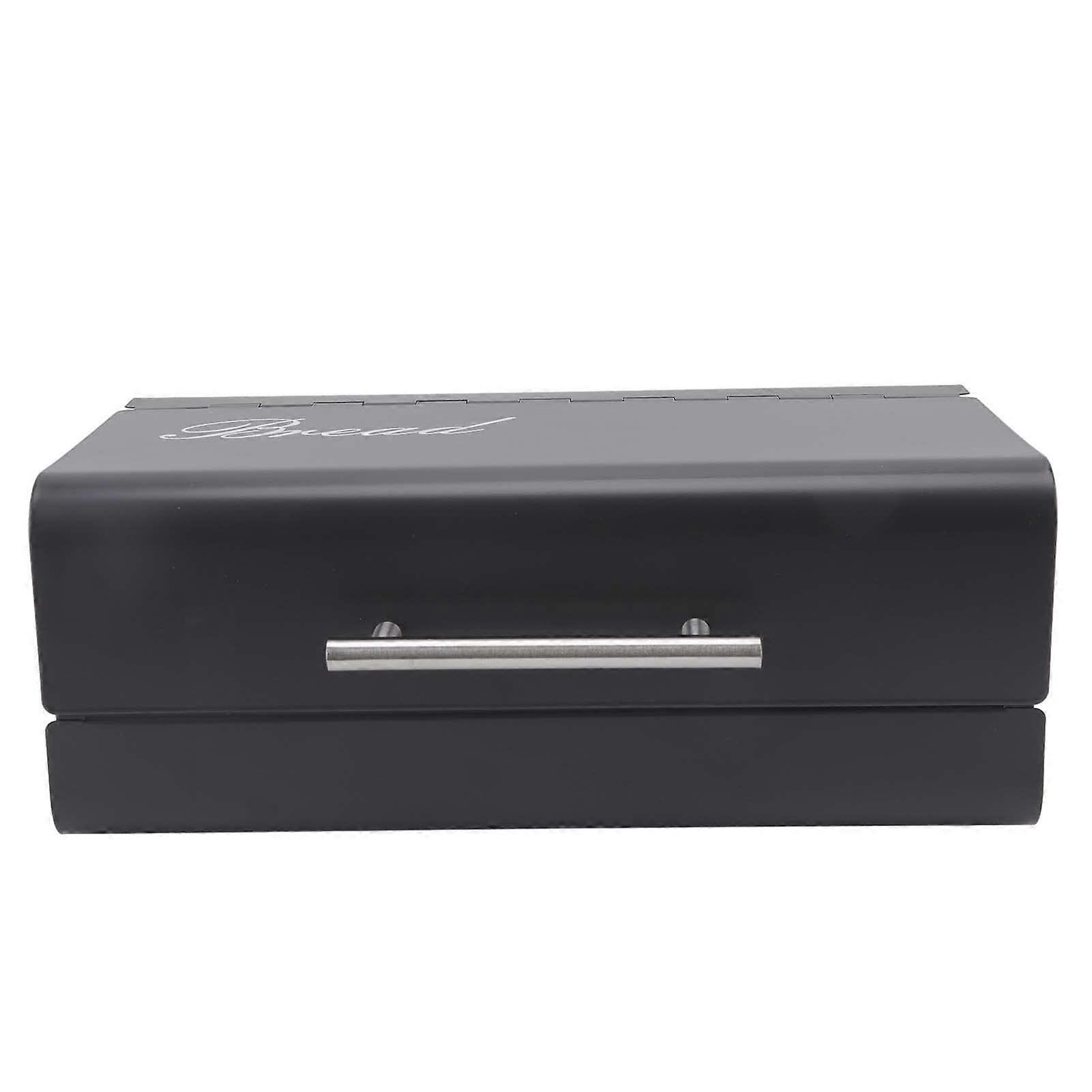 Large Capacity Metal Bread Box with Flip  Lid, Durable Iron Bread Storage Container Black Gray