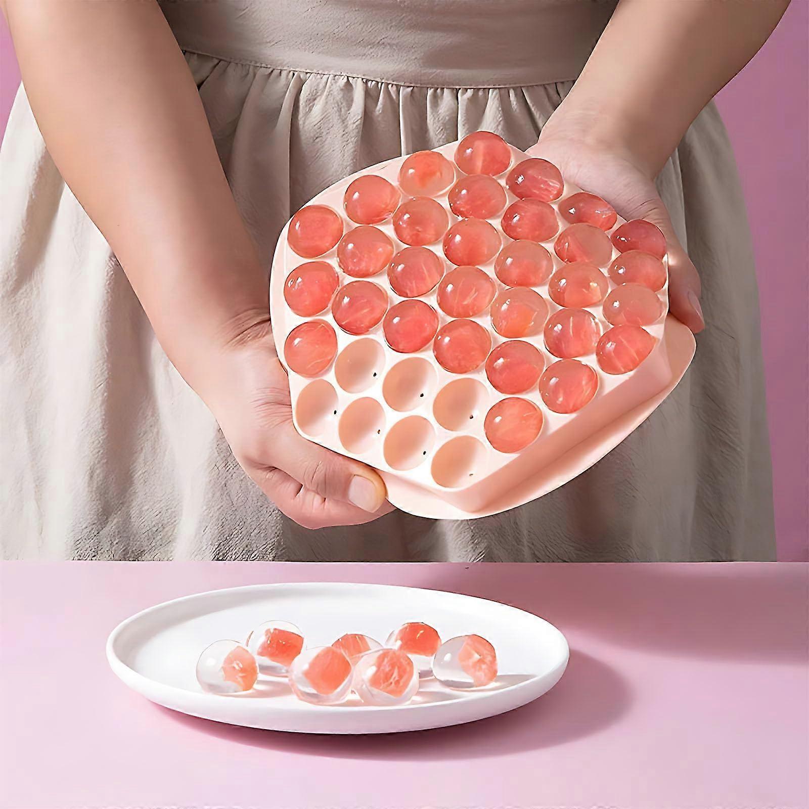 Ice Ball Maker with Easy Release Silicone Mold for Whiskey and Cocktails, Stackable Round Tray