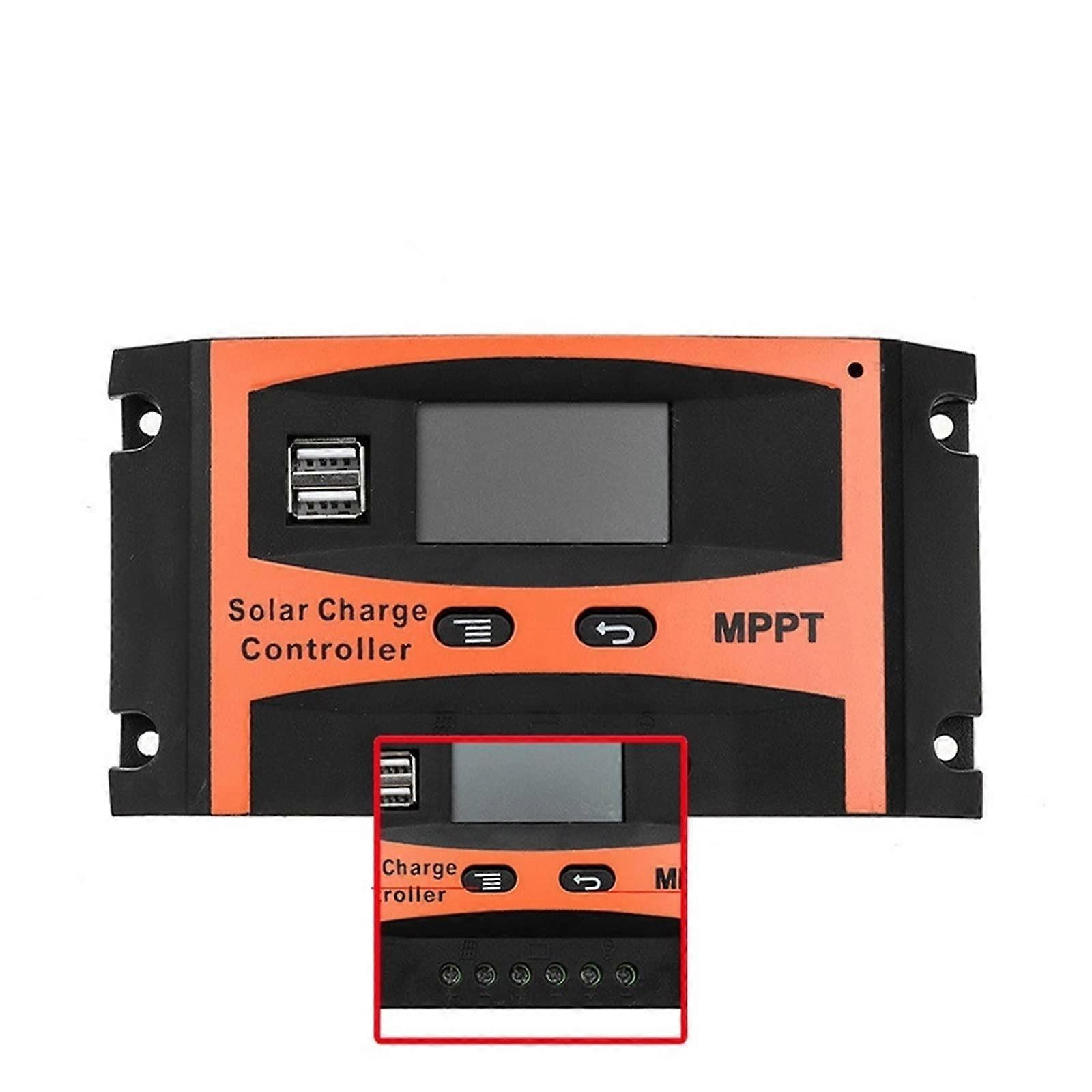 60A MPPT Solar Charge Controller with LCD, Dual USB, 12V/24V Auto Solar Panel Battery Regulator