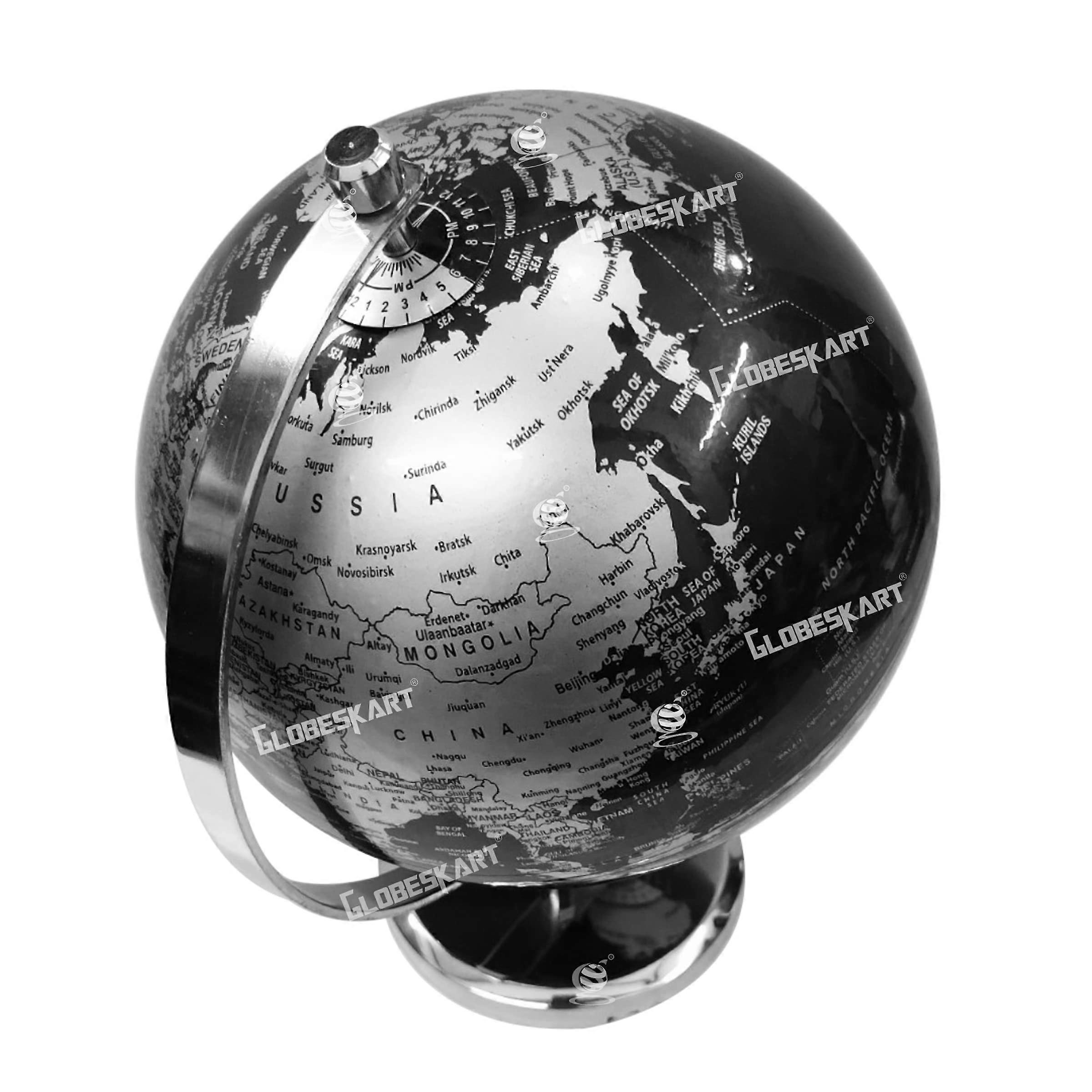 Antique Style Rotating World Globe Set, 360° Smooth Rotation, Compact Desktop Educational Decor