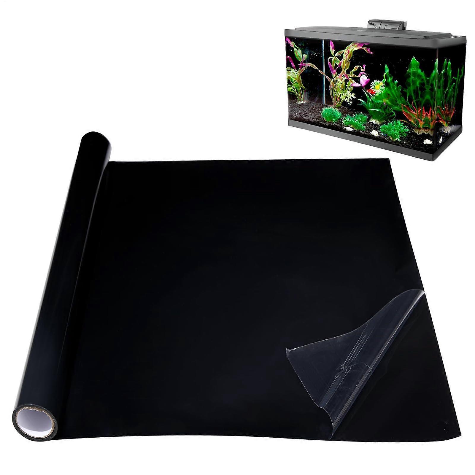 Black Static Cling Aquarium Background 40x200cm PVC Fish Tank Backdrop Bubble Easy Removal