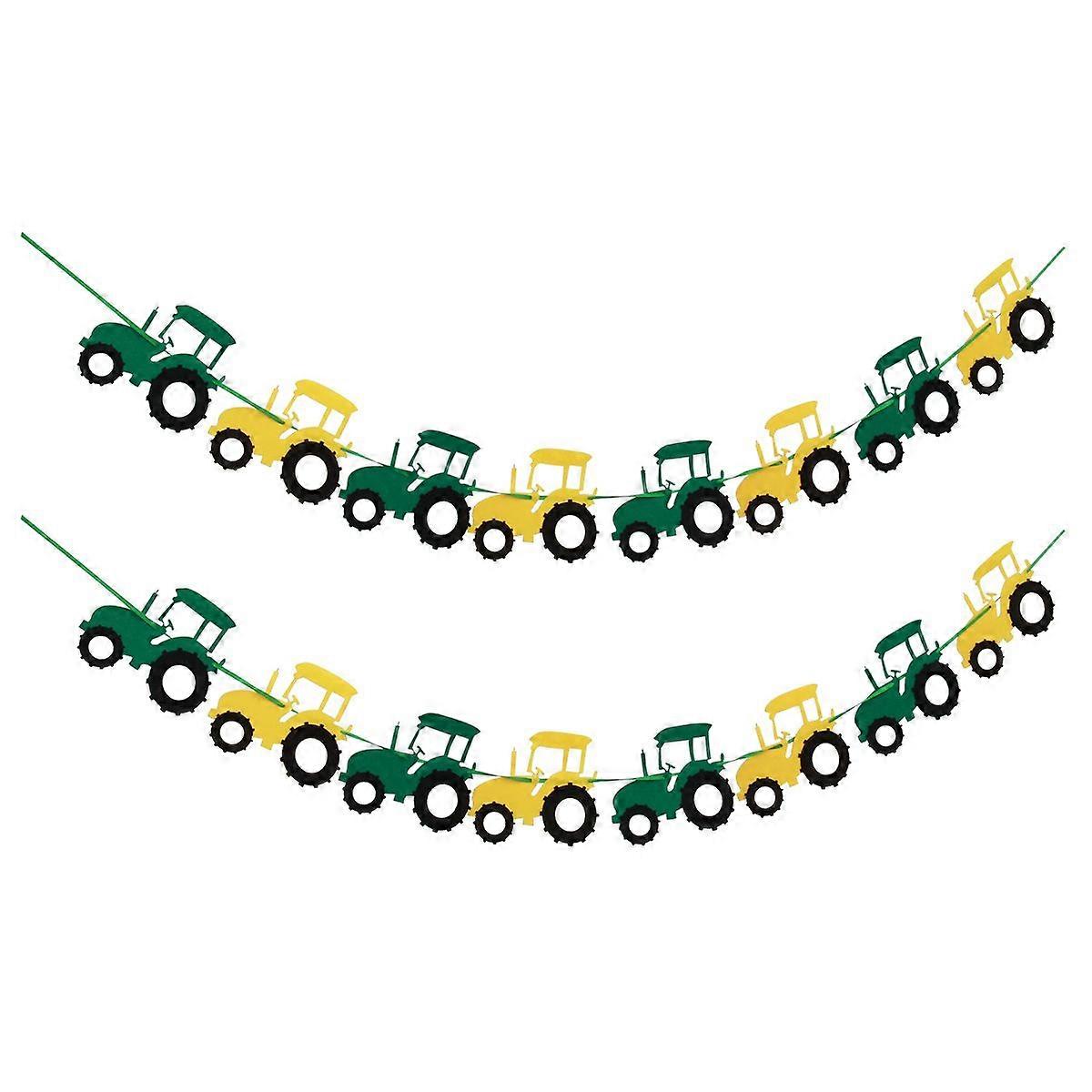 2pcs Engineering Vehicles Banner DIY Creative Decorative Banner for Kid