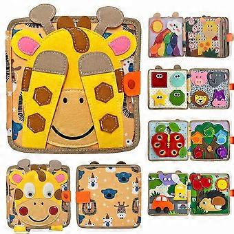 Cartoon Giraffe Montessori Learning Board Busy Book Educational Toy Gift for Toddlers Interactive Qu