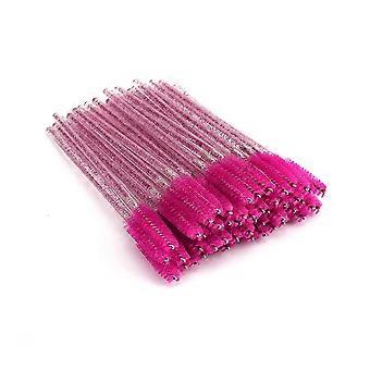 100pcs Mascara Wands Disposable Eyebrow Brushes Applicator Makeup Rose Red