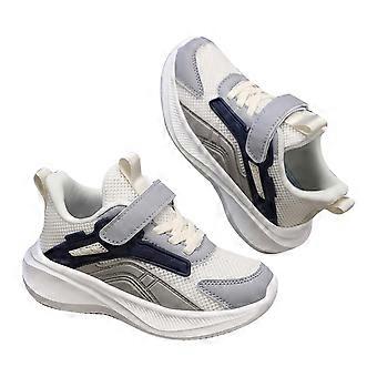 Sneakers voor jongens en meisjes met klittenbandsluiting, gesloten neus, geen mesh, geschikt voor training, tennis, hardlopen, sport, casual gymsneakers voor kinderen, beige, 8-9 jaar