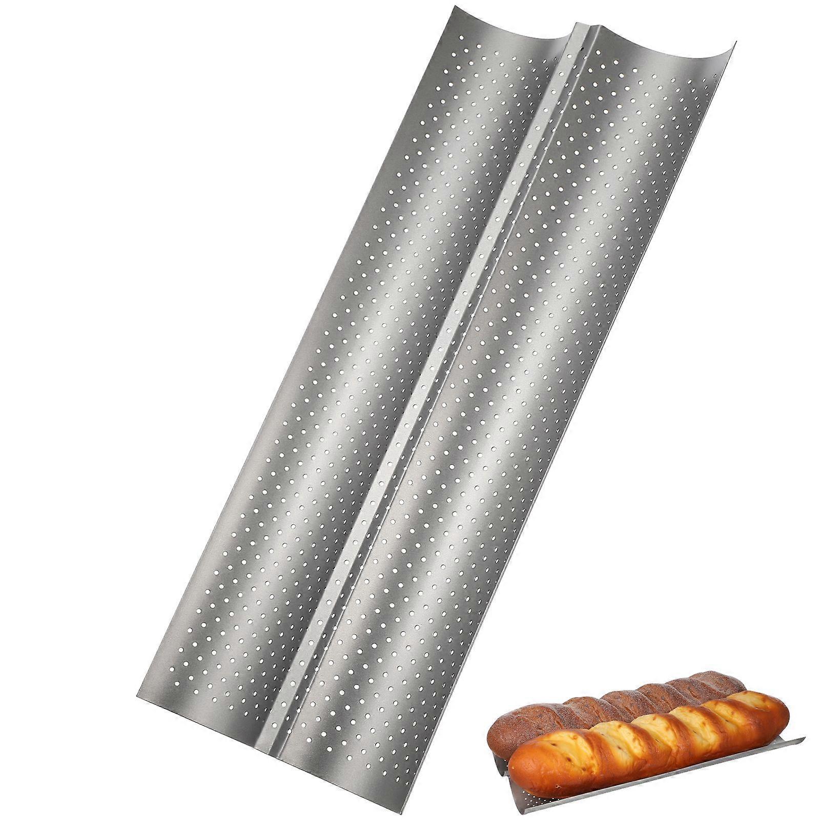 Baking Mould Wave Bread Stick Baking Tray Kitchen Baking Tool (Size S 2 Slots Silver)