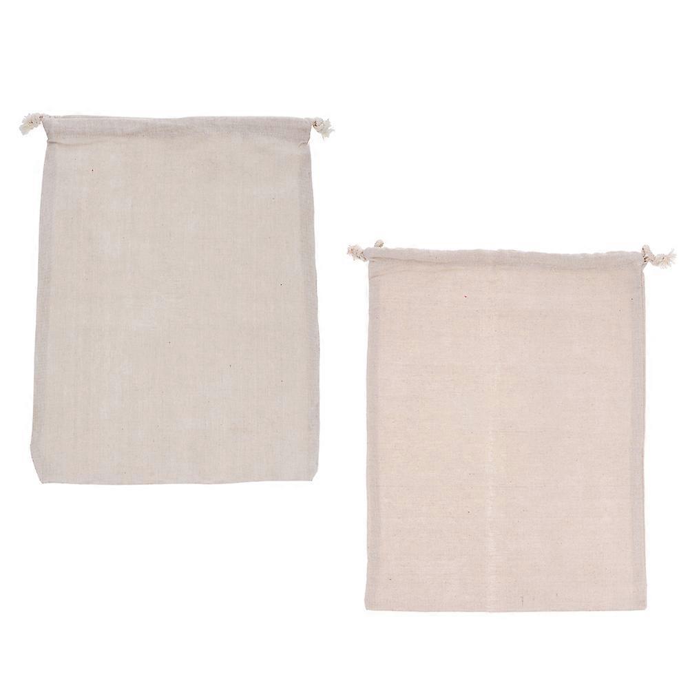 Reusable Linen Bread Bag Drawstring Pouch for Storage Use 2Pcs Random Style