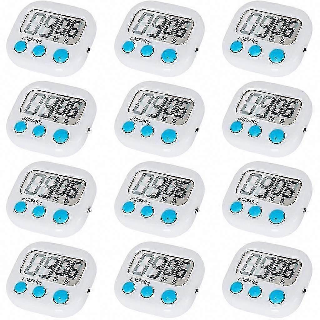 12 Pack Digital Kitchen Timer with On/Off Switch, Loud Alarm