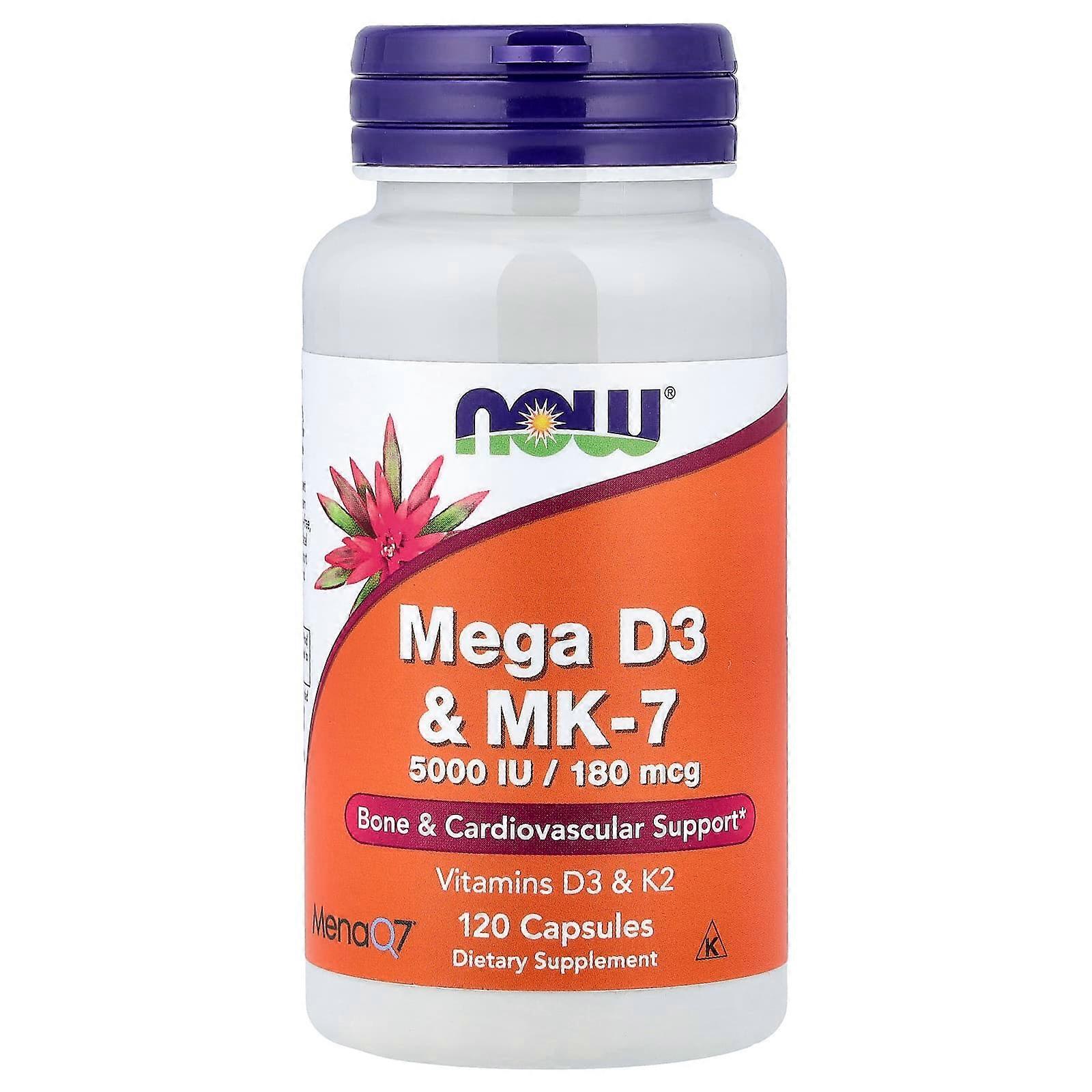 NOW Foods, Mega D-3 & MK-7, 120 Capsules