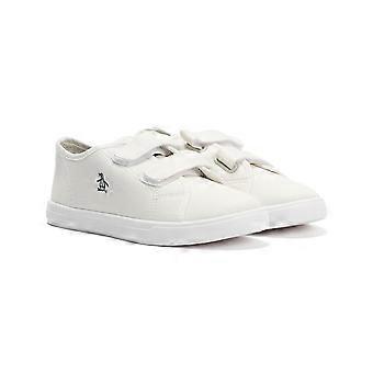 Penguin Junior Sparton Hook and loop White/Navy Trainers
