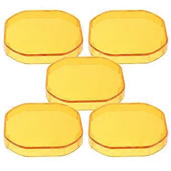 Lot de 5 protections pour phares cubiques 3x3 pouces - Protections jaunes carrées pour barres lumineuses - Capuchons de lentilles en plastique pour phares de travail tout-terrain (moto, camion, SUV, quad)