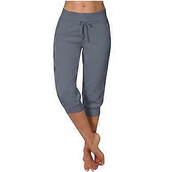 Women's Low-Rise Drawstring 7/8 Length Capri Pants - Slim Fit Stretchy Active Wear with Pockets Comfy Athleisure Cropped Pants for Women S-2XL_cdQT