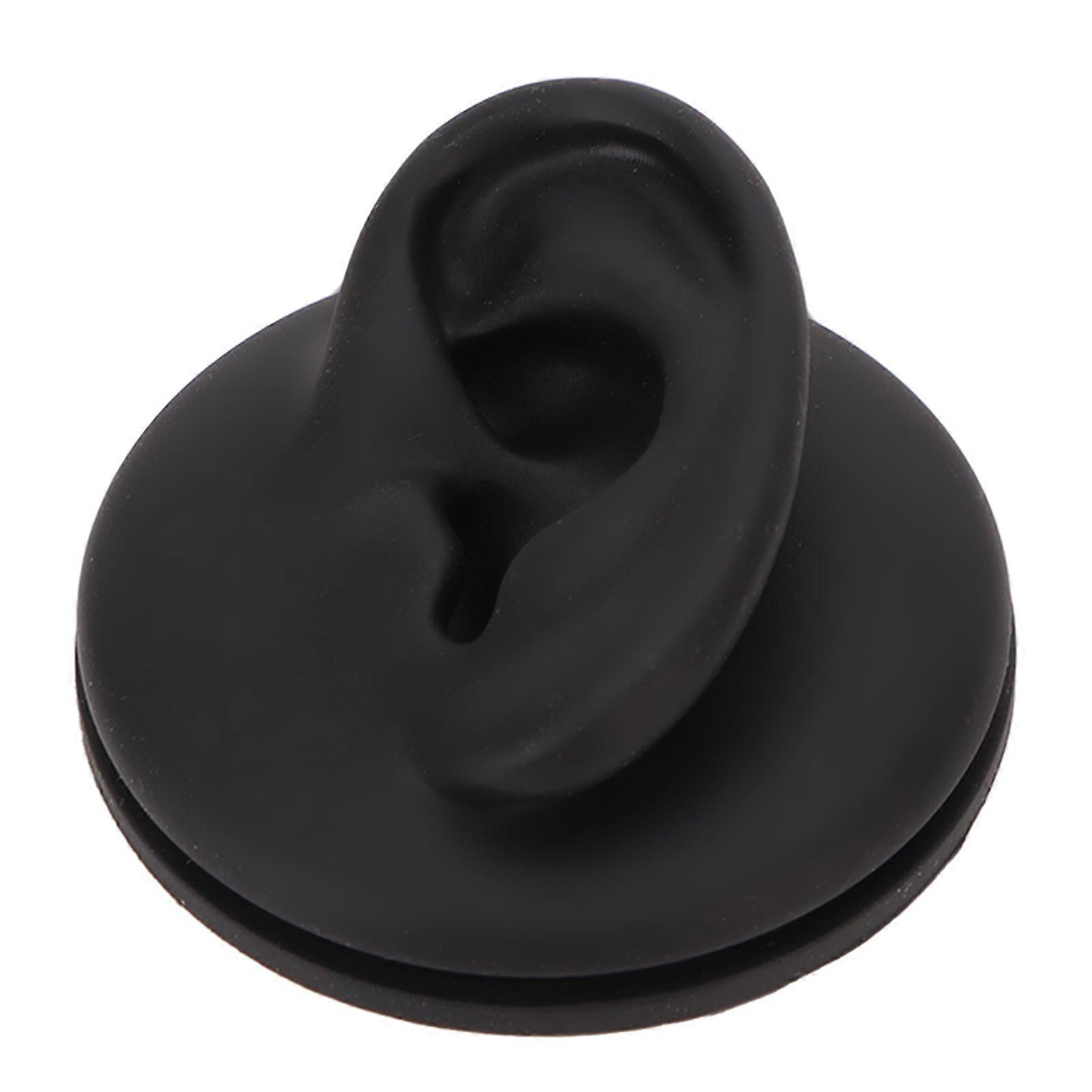 Left Ear Model Simulation Artificial Silicone Teaching Tool Human Ear Model with Round Base for Hearing Aid Store Window