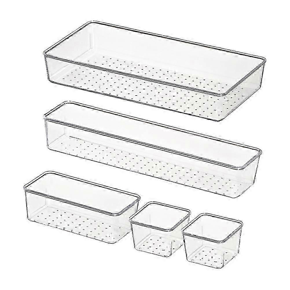 Multi Purpose Drawer Organizer Box for Storage 5Pcs Transparent Plastic
