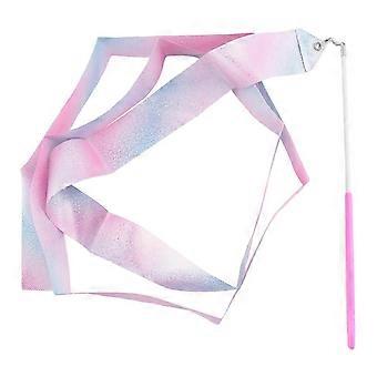 2M Lampeggiante Stella Palestra Nastri Danza Nastro Ritmica Arte Ginnastica Balletto Streamer Twirling Rod Rainb