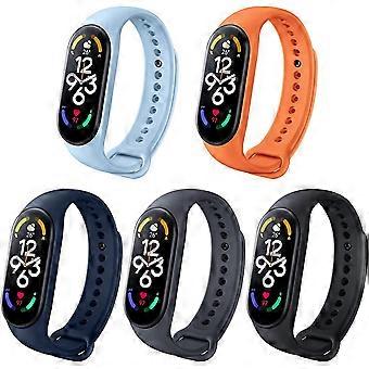 5 Pack Colors Strap voor Xiaomi Mi Band 7 / Mi Band 6 / Mi Band 5 / Amazfit Band 5, vervangende polsbandband voor smartwatch, TPU-materiaal, lichtgewicht, 