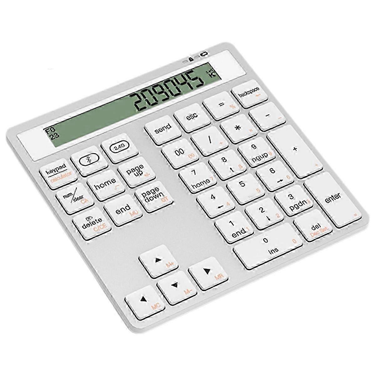 Ergonomic Bluetooth Dual Mode Wireless Numeric Keyboard with Display Calculator 2in1 Wireless Numbe