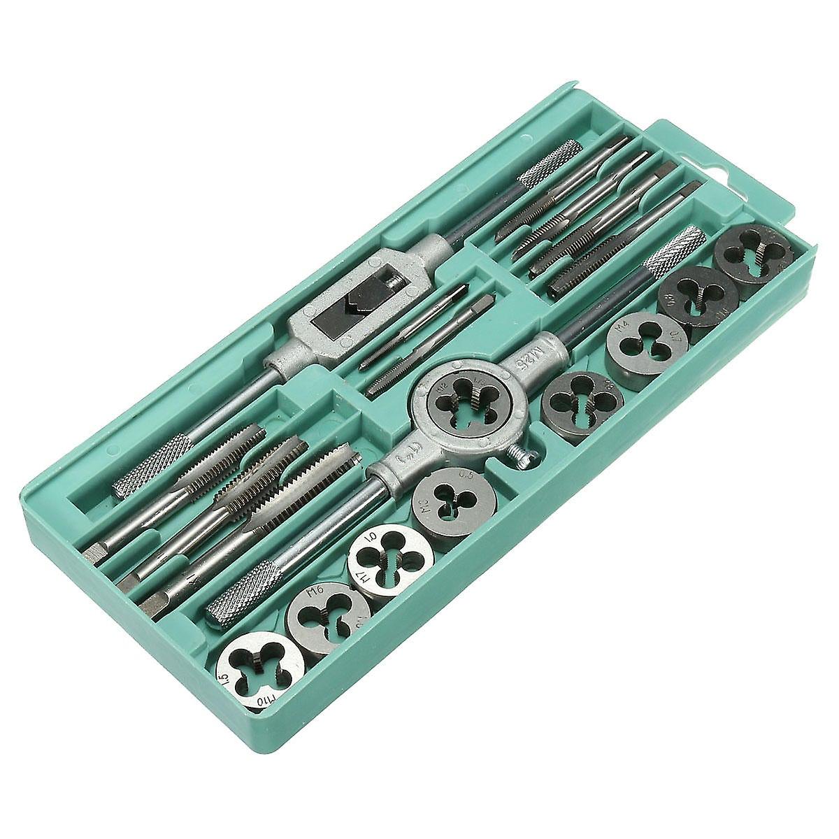20Pcs Metric Screw Tap Wrench And Die Pro Set M3-m12 Nut Bolt Alloy Metal Tool