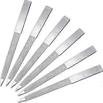 Diamond Nail File Stainless Steel Double Side Nail File Metal File Buffer Fingernails Toenails Manicure Files For Salon And Home (5 Inch)6 Pack