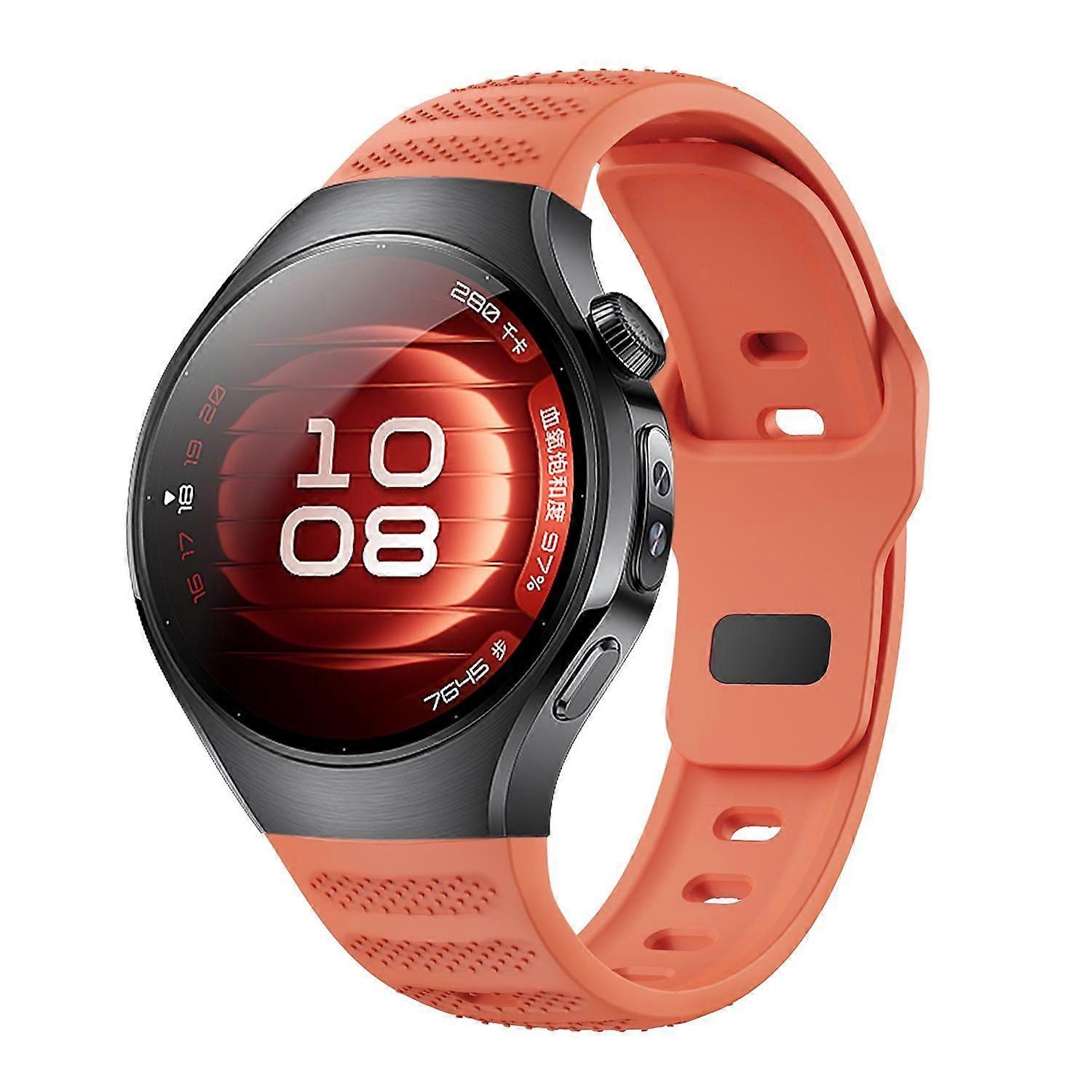 For Huawei Watch 5 46mm Polka Dot Design Buckle Silicone Replacement Arm Band Orange